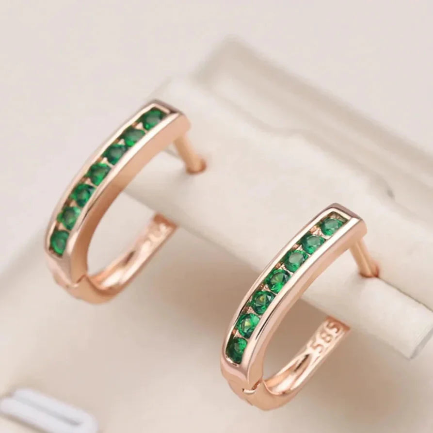 Ezra – Elegant Green Crystal Earrings