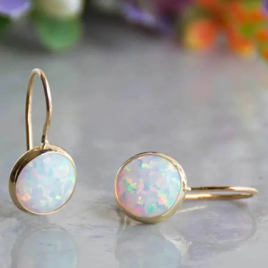Ulani - Vintage Opal Stone Gold Earrings