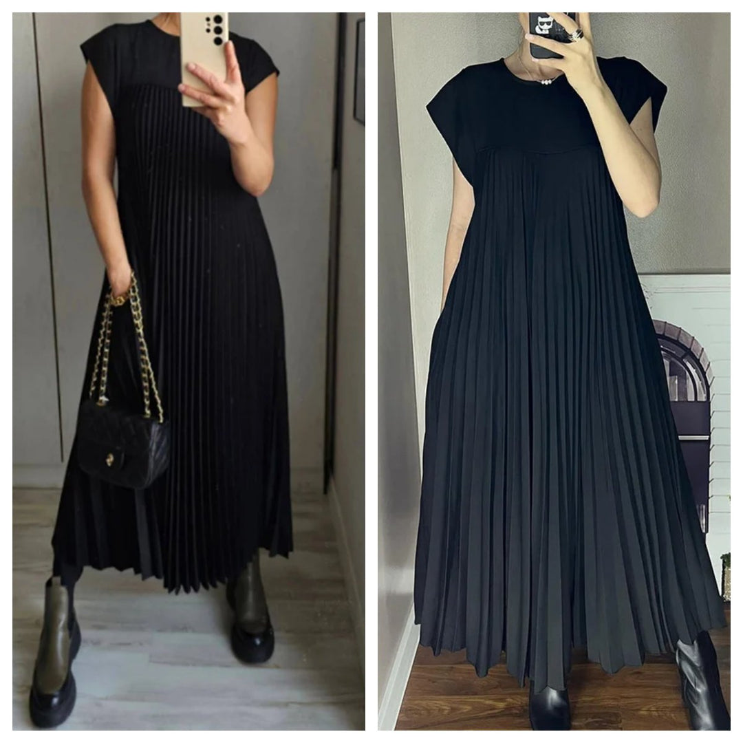 Mara™ - Pleated Dress for Women with Color Details