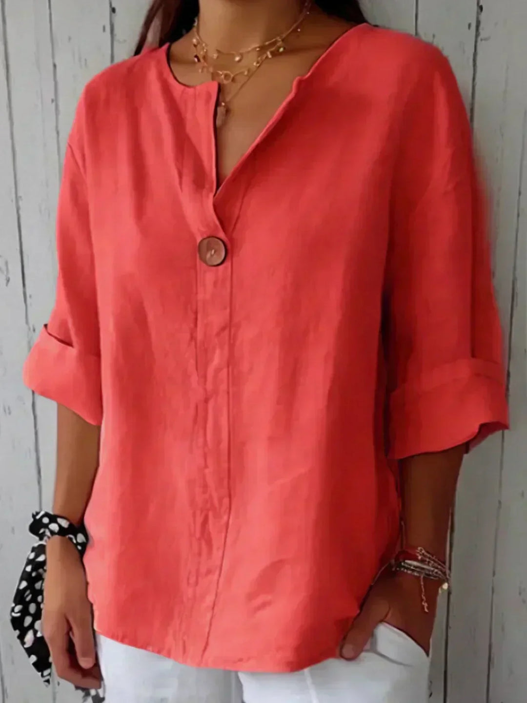 Anna™ | Casual V-neck Blouse in 100% Linen
