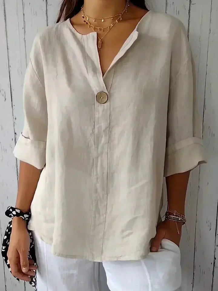 Anna™ | Casual V-neck Blouse in 100% Linen