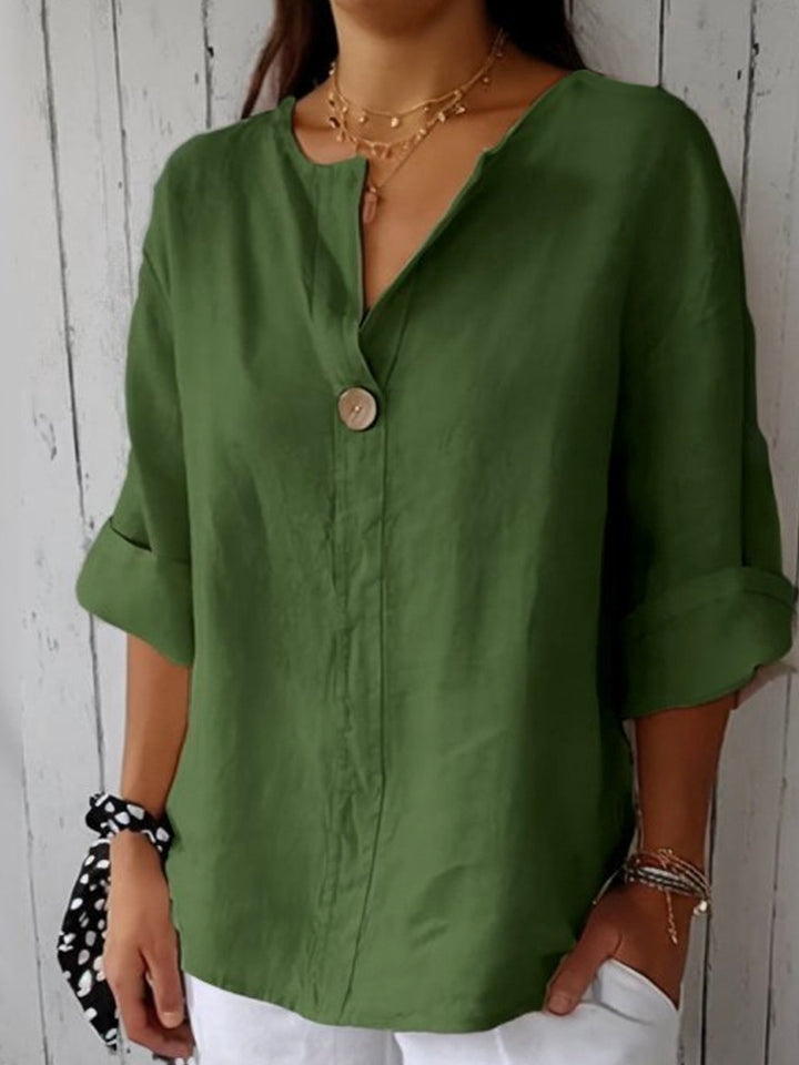 Anna™ | Casual V-neck Blouse in 100% Linen