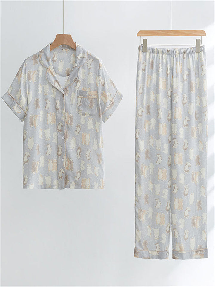 Ensemble de vêtements de nuit en gaze de coton et bambou