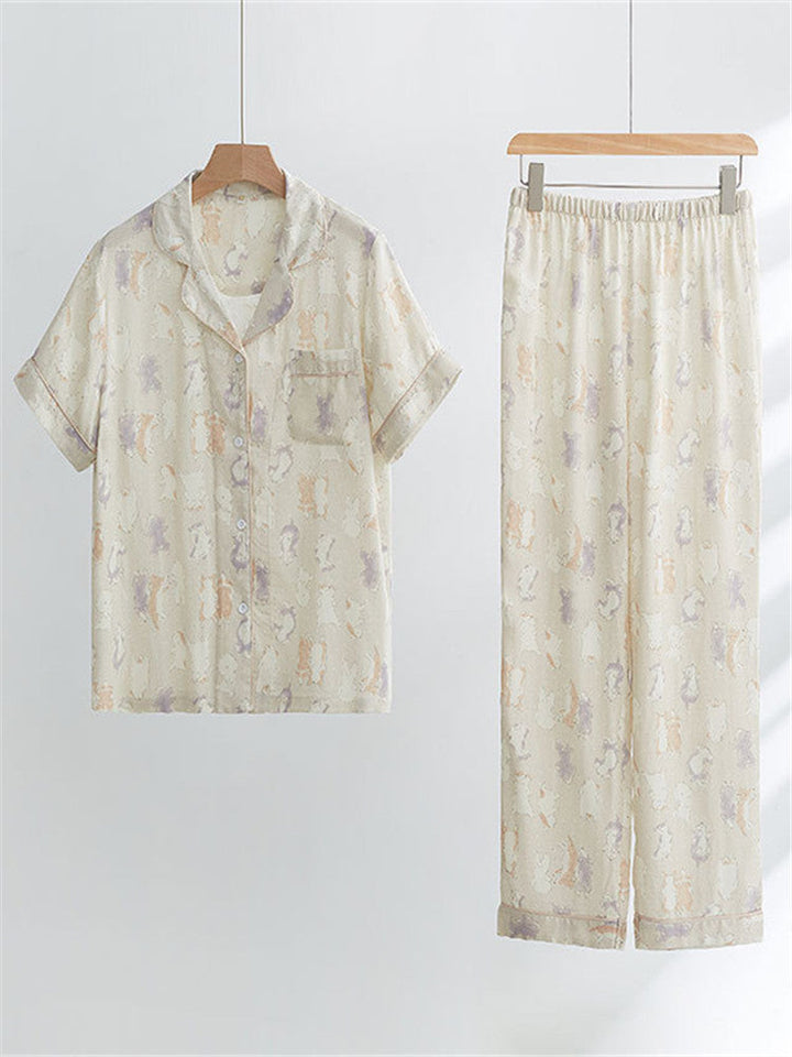 Ensemble de vêtements de nuit en gaze de coton et bambou