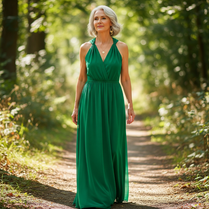 The Sylvaine Draped Halter Gown