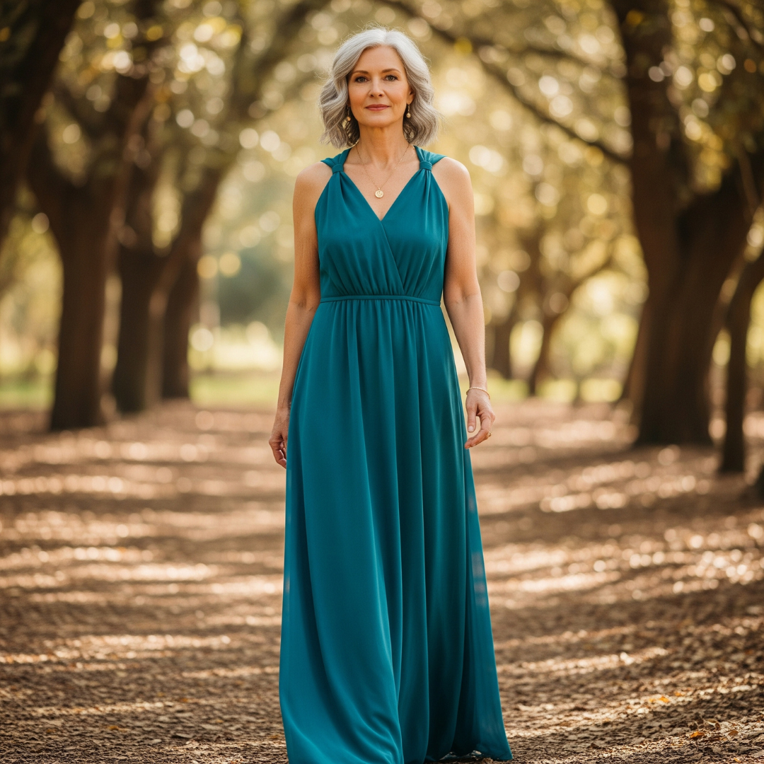 The Sylvaine Draped Halter Gown