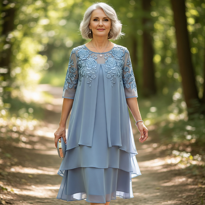 Bernice™ Embroidered Three-Layer Dress