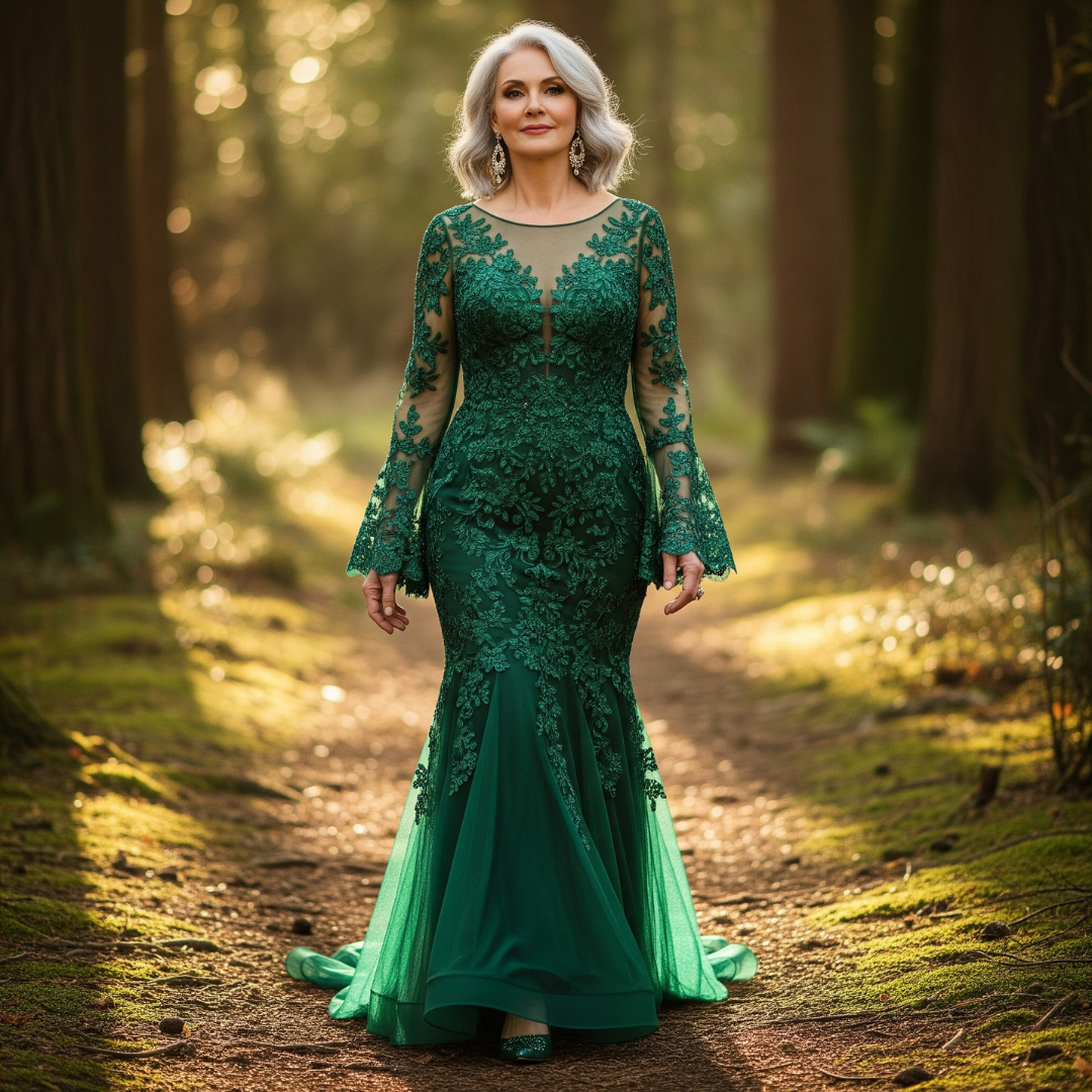 Celina Noir Embroidered Gown