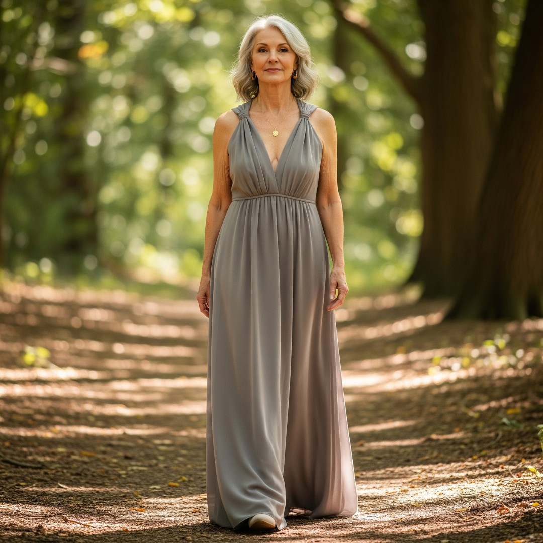 The Sylvaine Draped Halter Gown