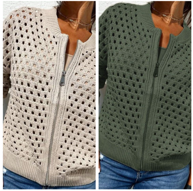 Marielle™ | Hollow-Knit Zipper Cardigan (Almost Sold Out)