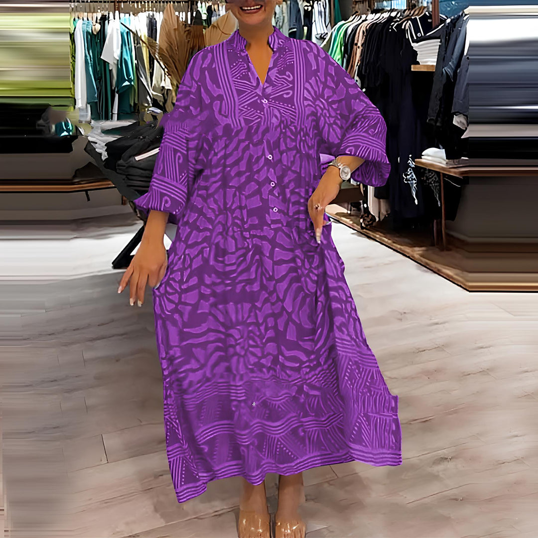 Zarela-Bold Print Maxi Dress