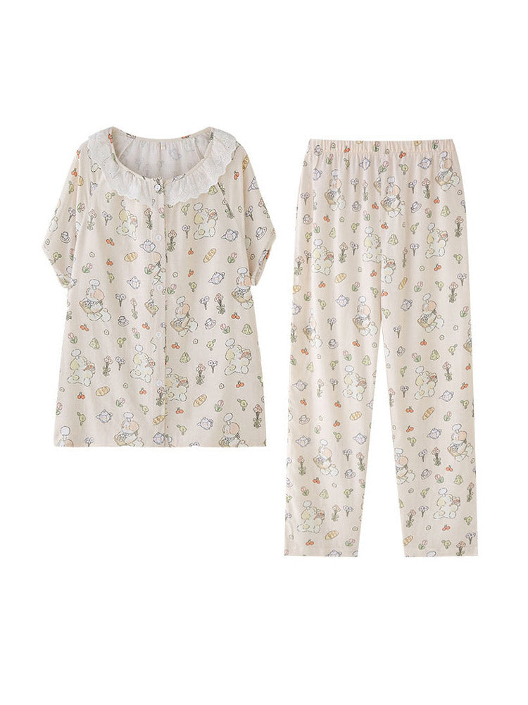 Ensemble de vêtements de nuit imprimés en coton et bambou