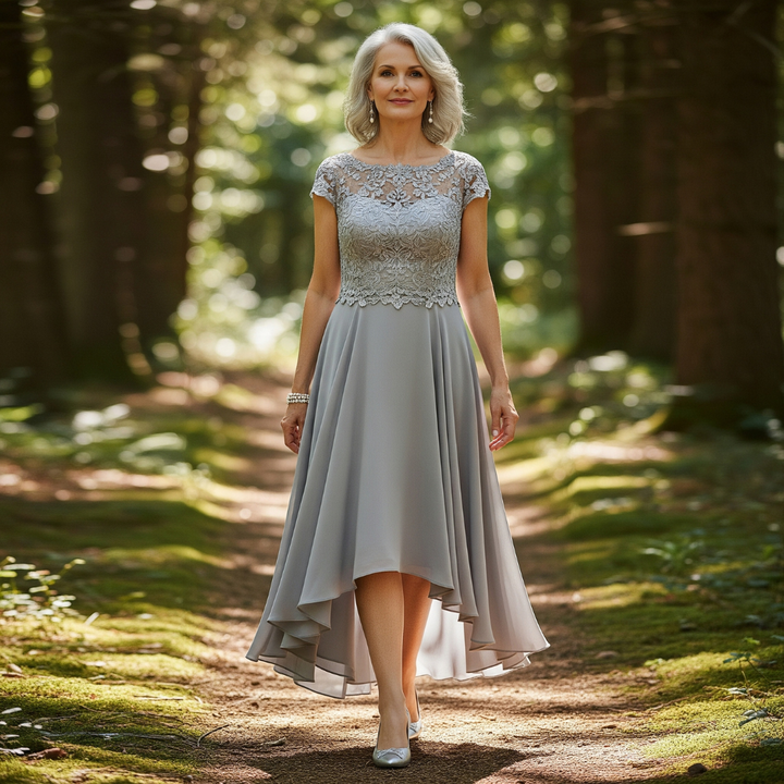 The Simone Embroidered High-Low Dress