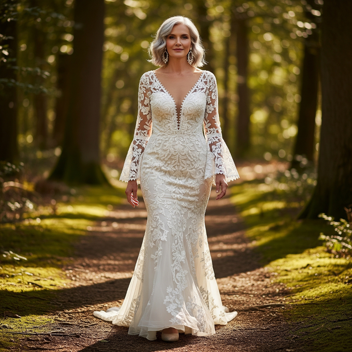 Celina Noir Embroidered Gown