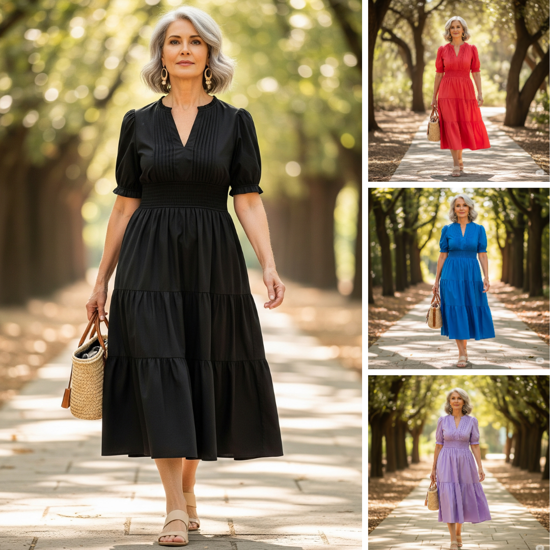 The Evanna™ Tiered Puff-Sleeve Maxi Dress