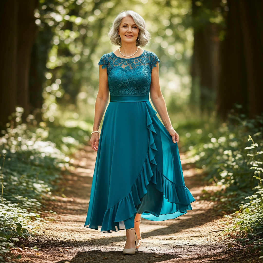 Nadine Graceful Lace Midi Dress