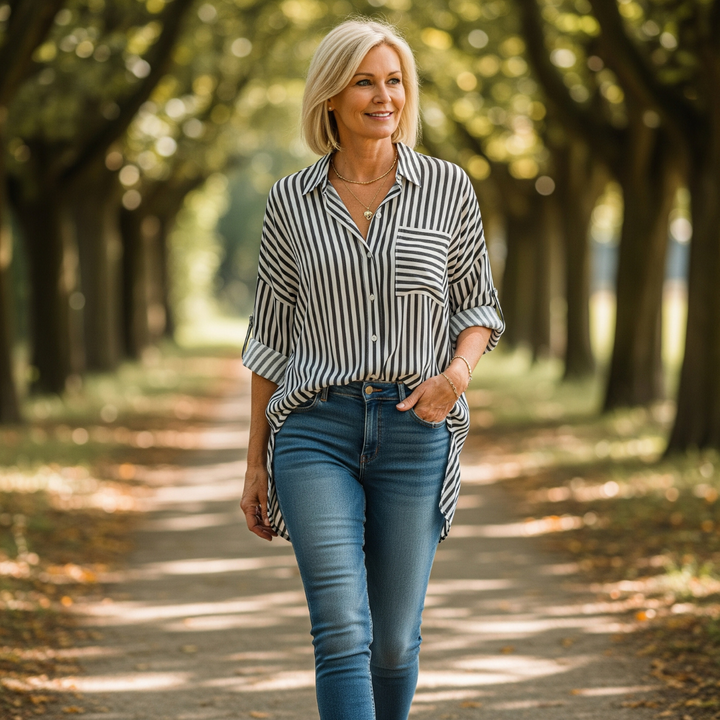 Leah ™ | Casual Striped Button-Up Shirt