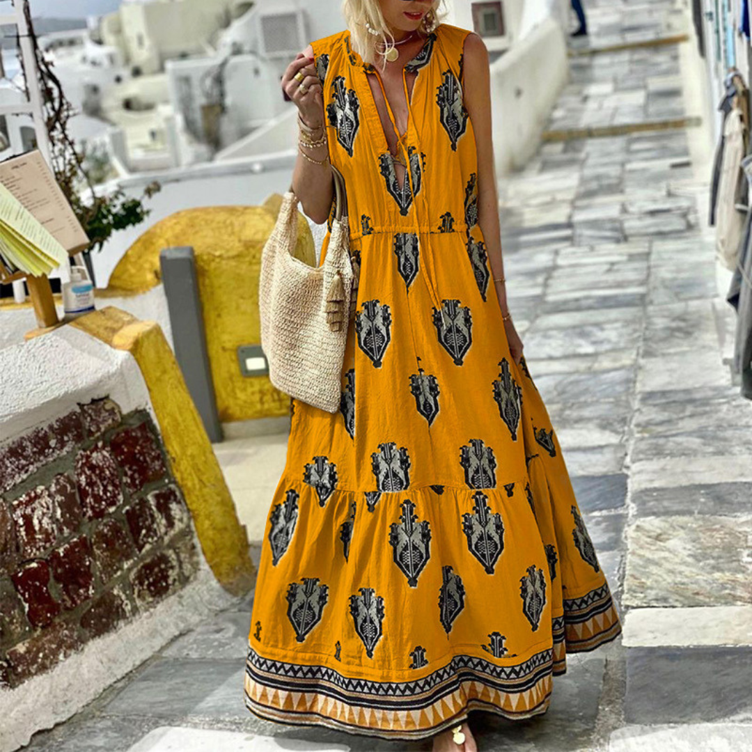 The Amara™ Boho Print Maxi Dress