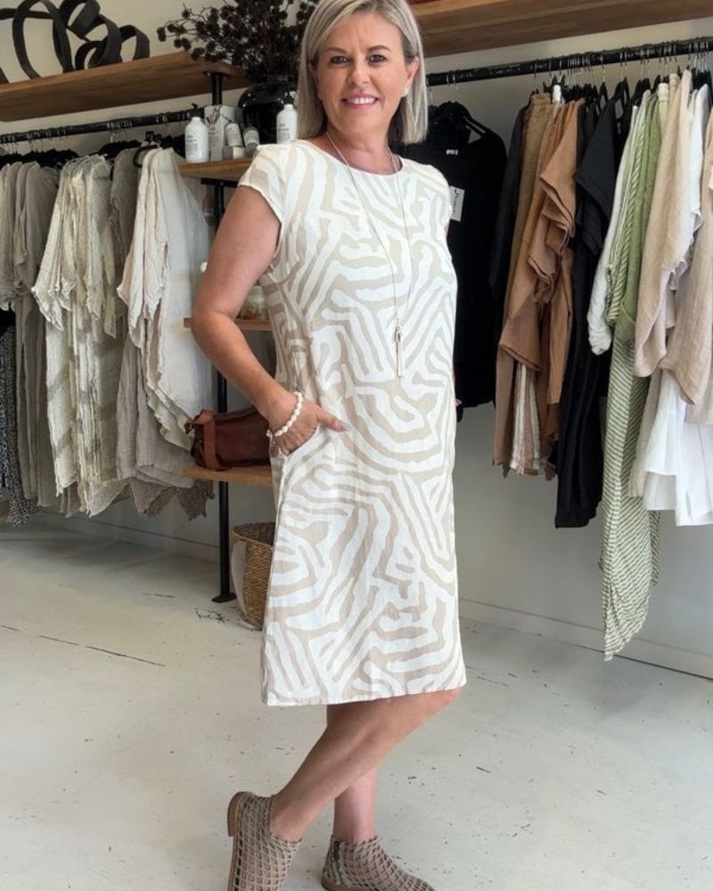 Tahlia™ - Printed Dress with Round Neck