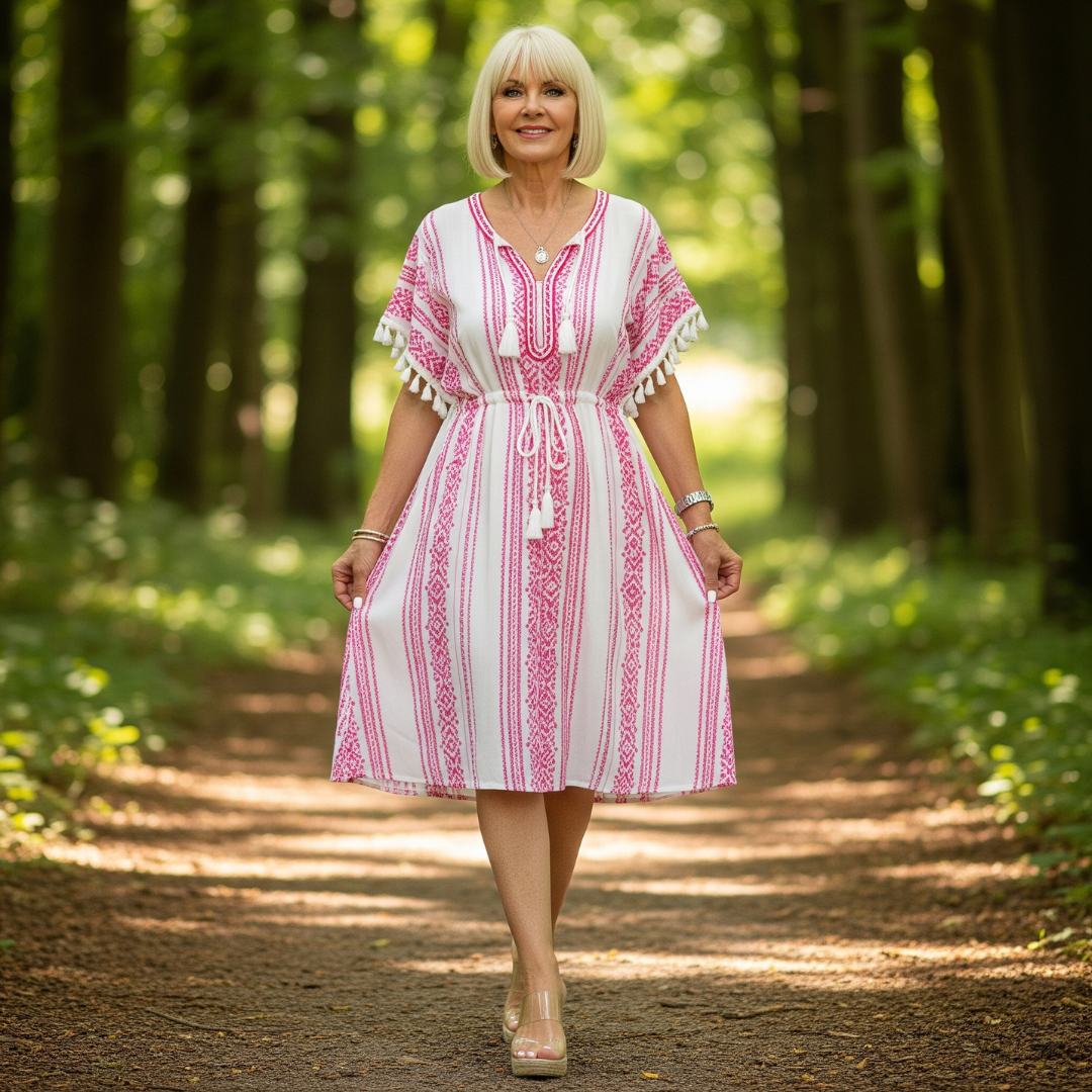 Claire™ - Vintage Bohemian Dress with Ethnic Print