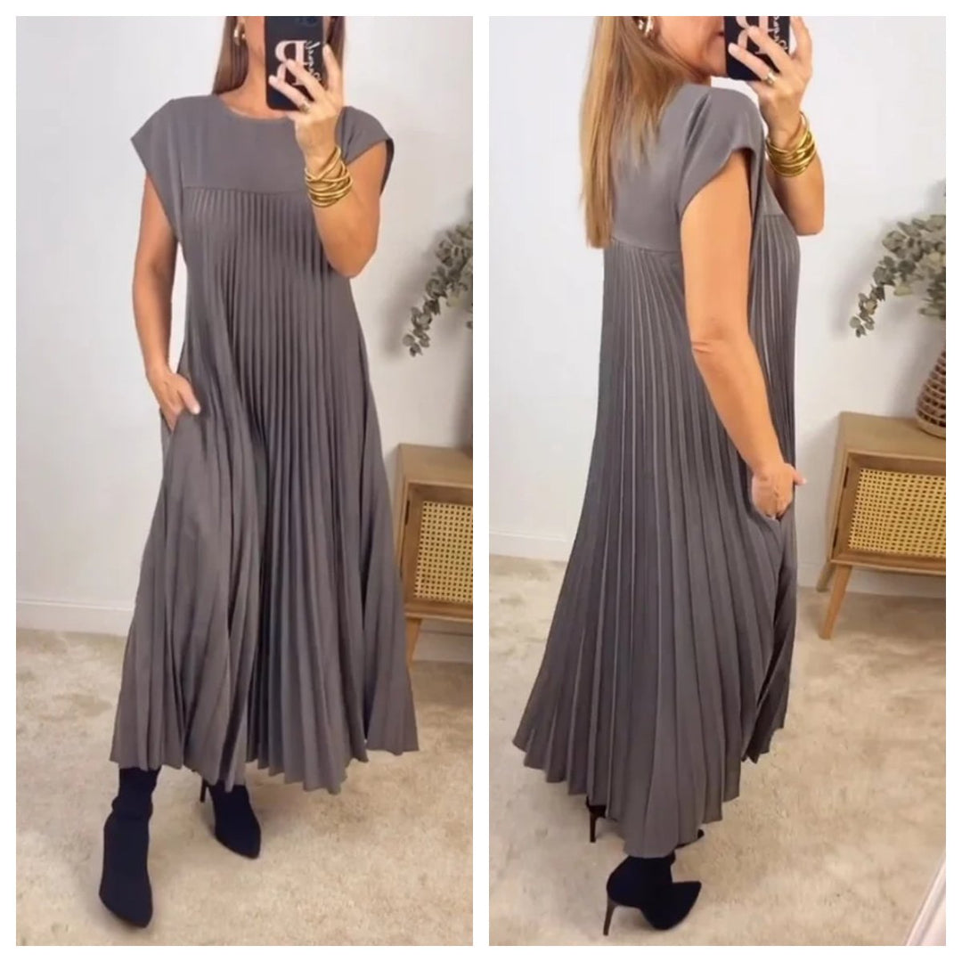 Mara™ - Pleated Dress for Women with Color Details
