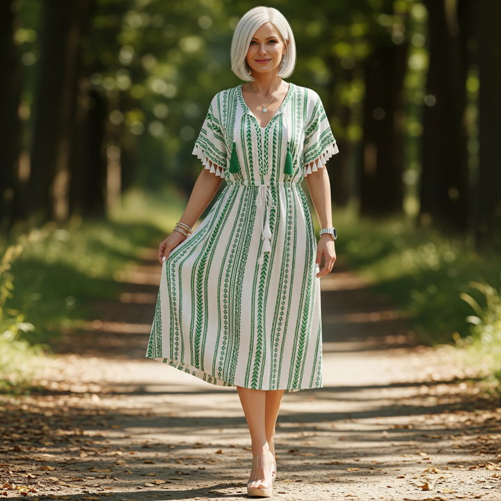 Claire™ - Vintage Bohemian Dress with Ethnic Print