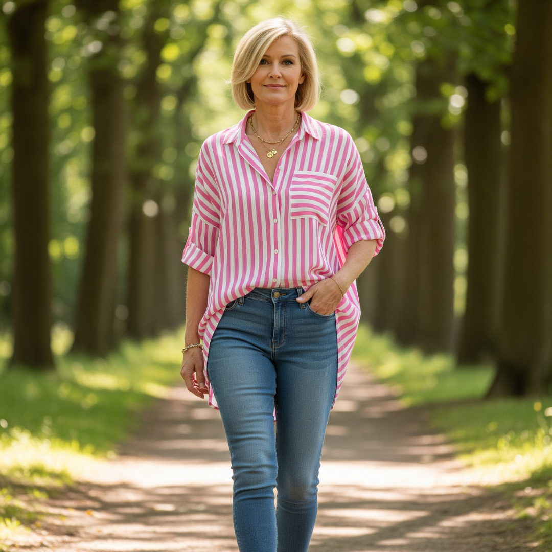 Leah ™ | Casual Striped Button-Up Shirt