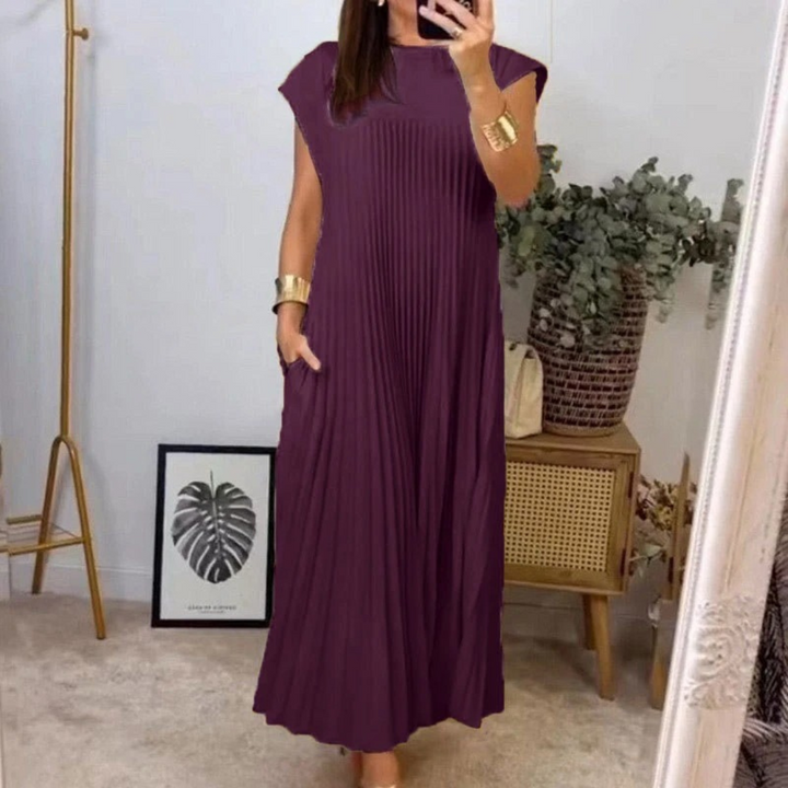 Mara™ - Pleated Dress for Women with Color Details