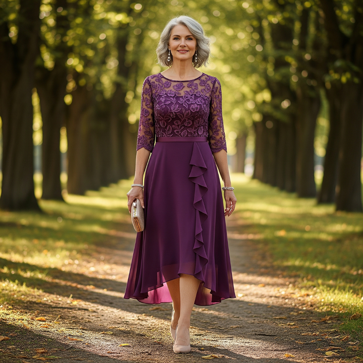 Vivianne™ Elegant Chiffon Midi Dress