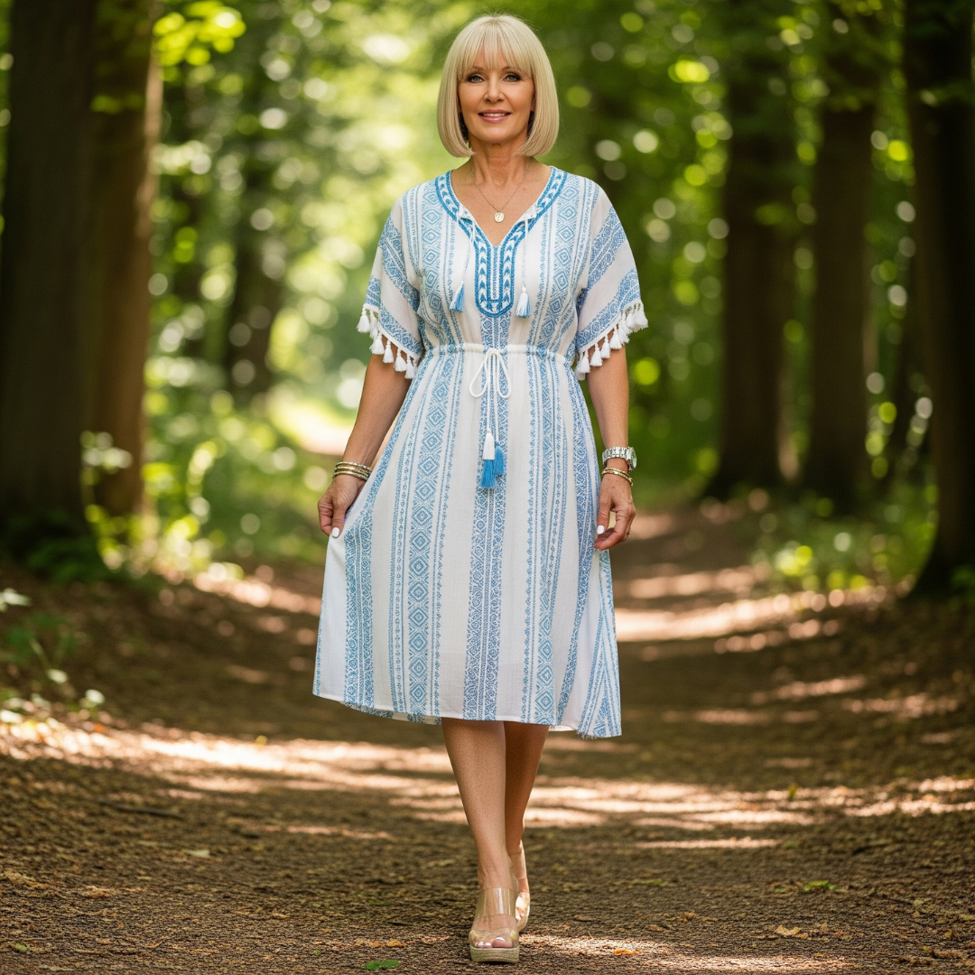 Claire™ - Vintage Bohemian Dress with Ethnic Print