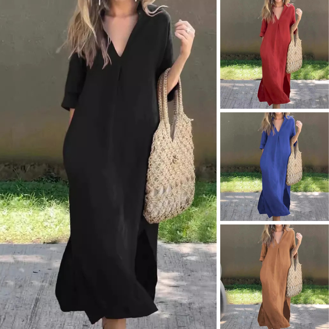 Elodie™ Linen-Cotton Kaftan Dress