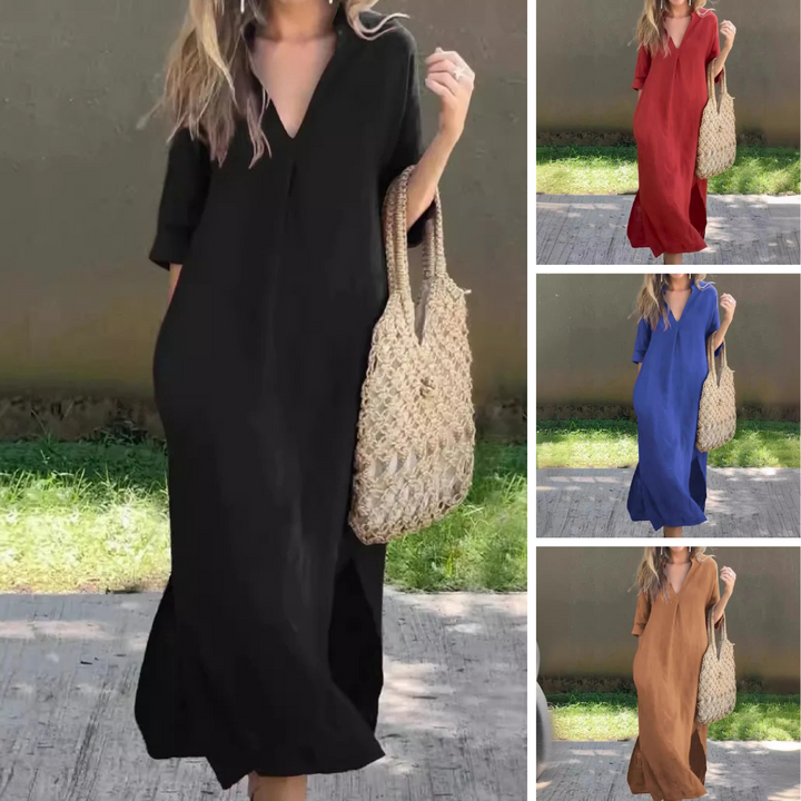 Elodie™ Linen-Cotton Kaftan Dress