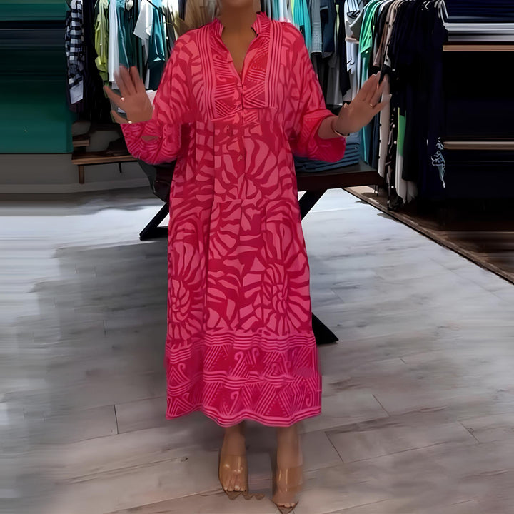 Zarela-Bold Print Maxi Dress