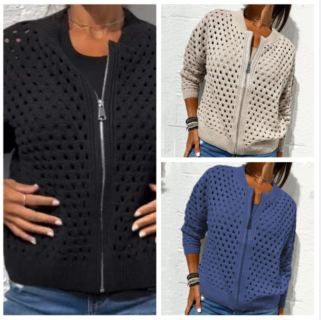 Marielle™ | Hollow-Knit Zipper Cardigan (Almost Sold Out)