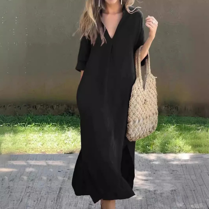 Elodie™ Linen-Cotton Kaftan Dress