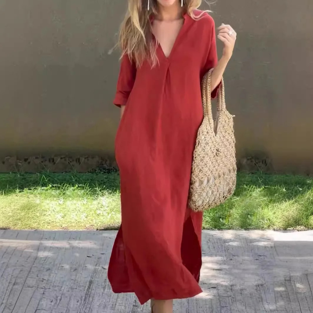 Elodie™ Linen-Cotton Kaftan Dress