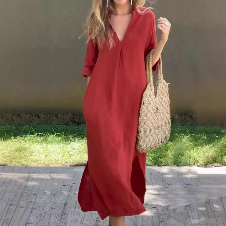 Elodie™ Linen-Cotton Kaftan Dress
