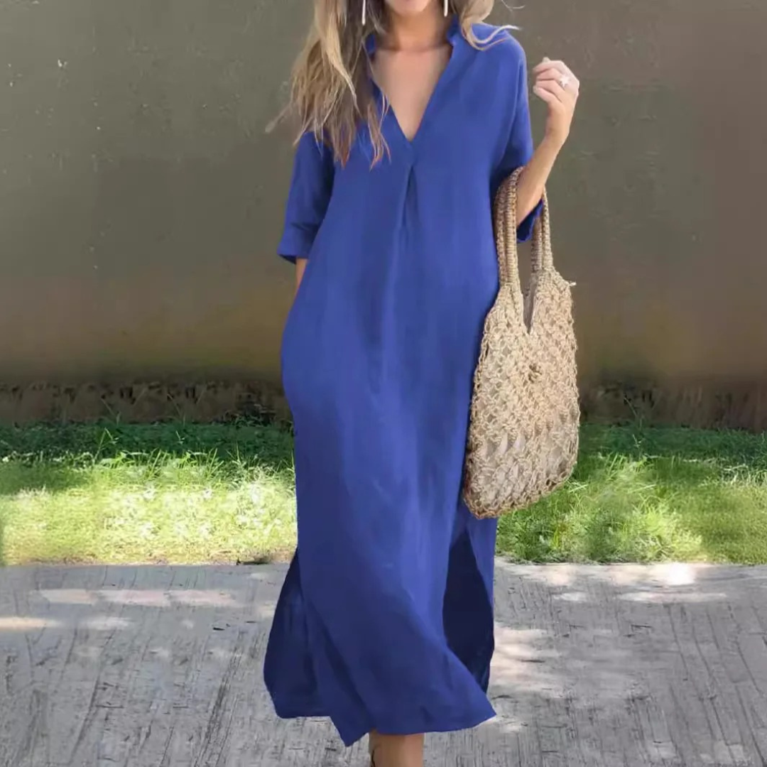 Elodie™ Linen-Cotton Kaftan Dress