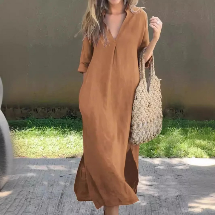 Elodie™ Linen-Cotton Kaftan Dress