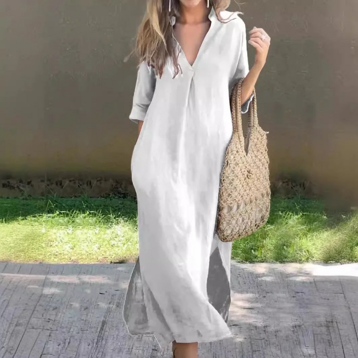 Elodie™ Linen-Cotton Kaftan Dress