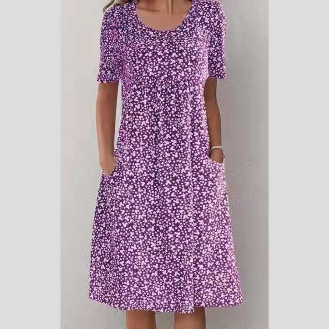 Lila-Blossom Midi Dress
