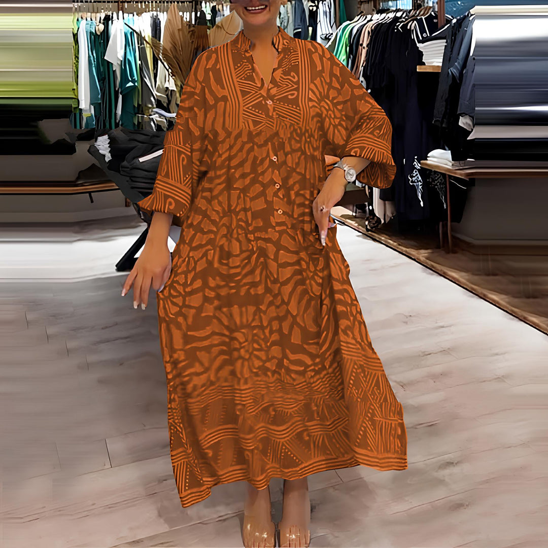 Zarela-Bold Print Maxi Dress