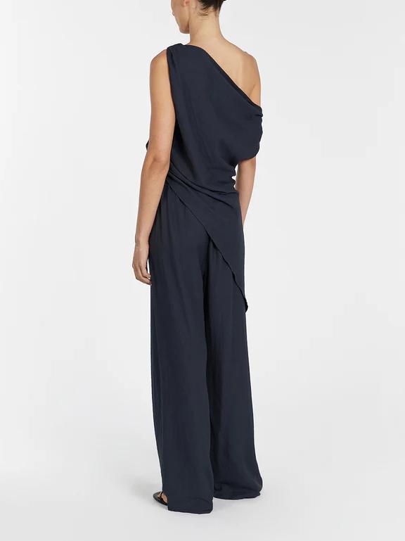 Ensemble haut et pantalon en lin mélangé à détails torsadés asymétriques