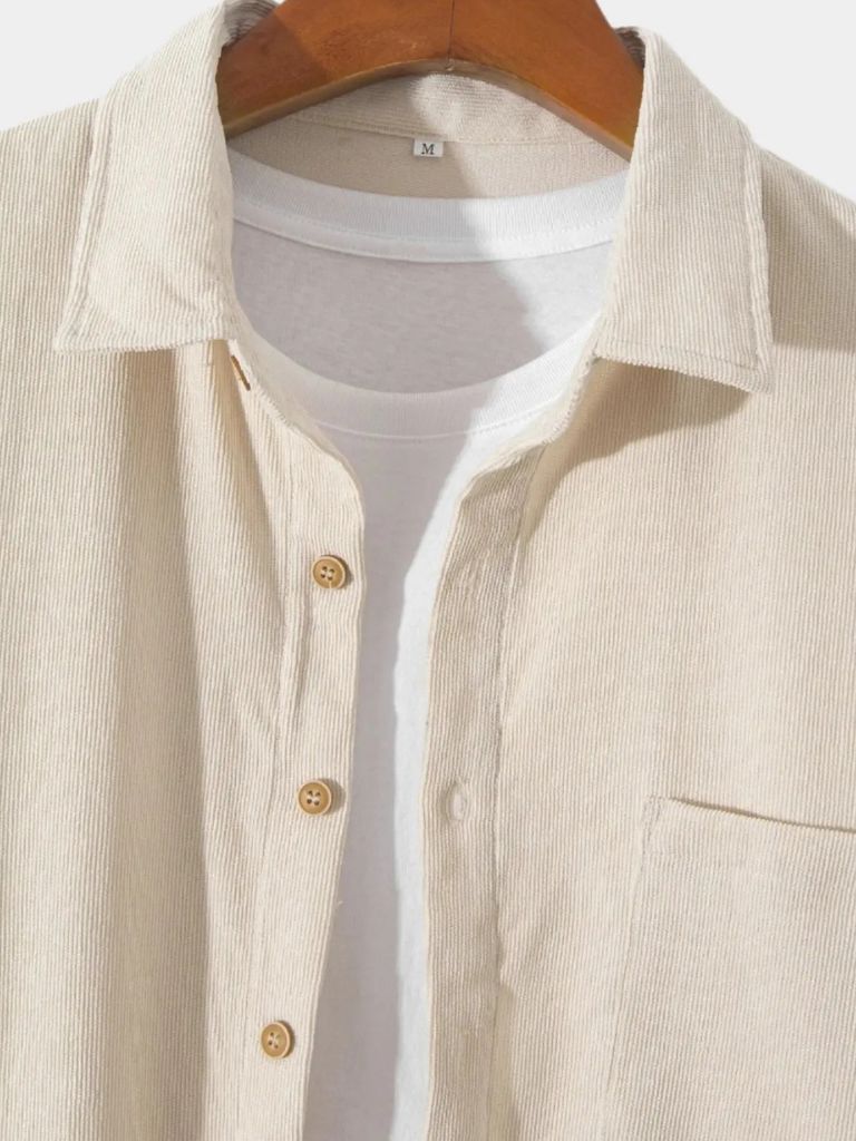 Casual Solid Corduroy Shirt - Cross & Crown