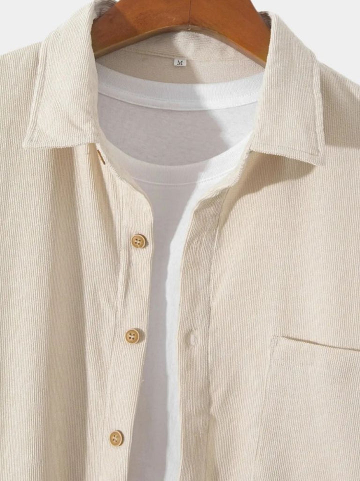 Casual Solid Corduroy Shirt - Cross & Crown
