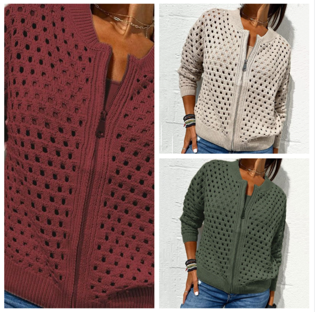 Marielle™ | Hollow-Knit Zipper Cardigan (Almost Sold Out)