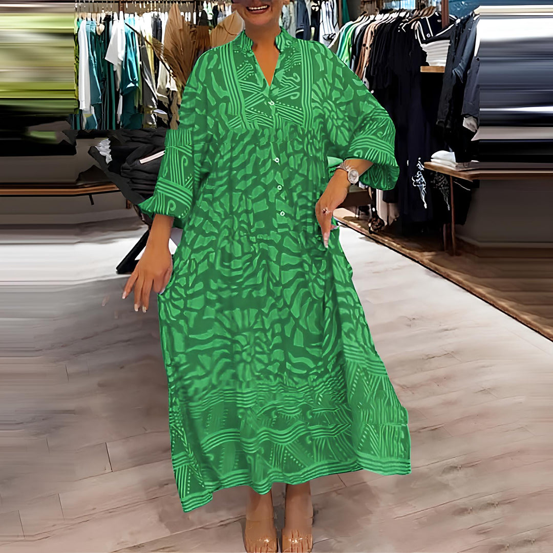 Zarela-Bold Print Maxi Dress