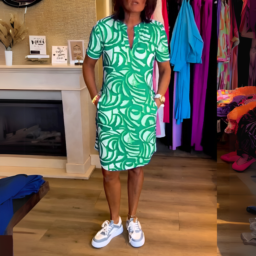 Julia™ - Printed V-Neck Dress