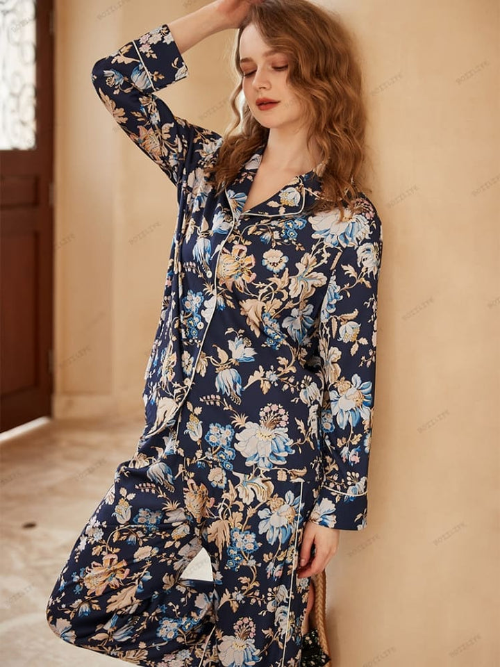 Ensemble pyjama à manches longues et imprimé fleurs de bégonia