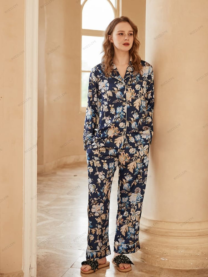 Ensemble pyjama à manches longues et imprimé fleurs de bégonia